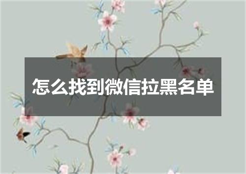 怎么找到微信拉黑名单