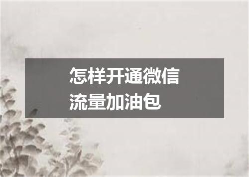怎样开通微信流量加油包