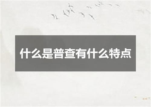 什么是普查有什么特点