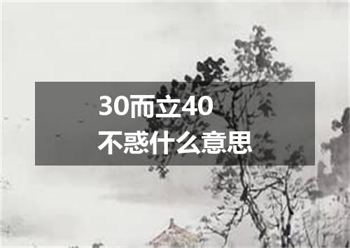 30而立40不惑什么意思