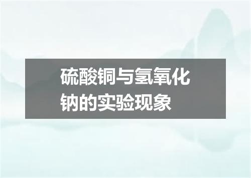 硫酸铜与氢氧化钠的实验现象