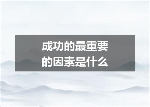 成功的最重要的因素是什么