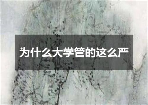 为什么大学管的这么严