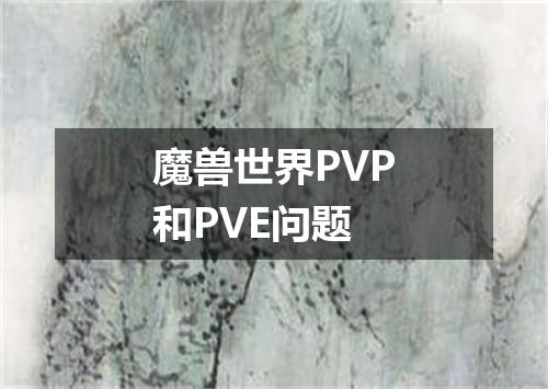魔兽世界PVP和PVE问题