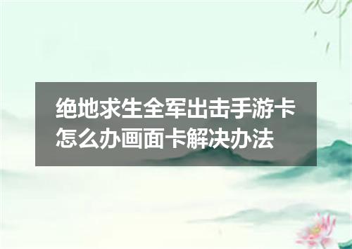 绝地求生全军出击手游卡怎么办画面卡解决办法
