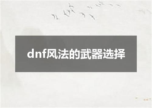 dnf风法的武器选择