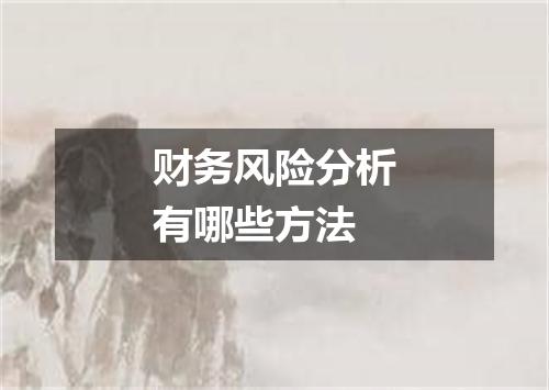 财务风险分析有哪些方法