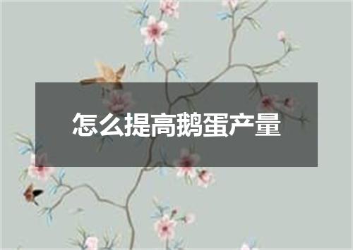 怎么提高鹅蛋产量
