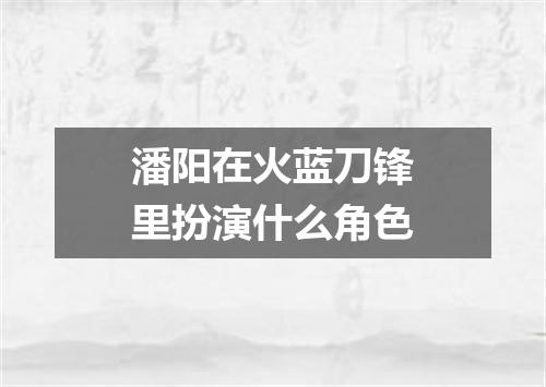 潘阳在火蓝刀锋里扮演什么角色