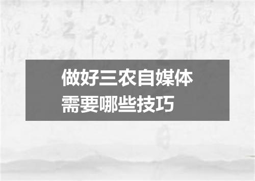 做好三农自媒体需要哪些技巧