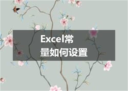 Excel常量如何设置