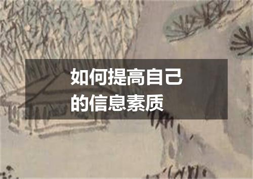 如何提高自己的信息素质