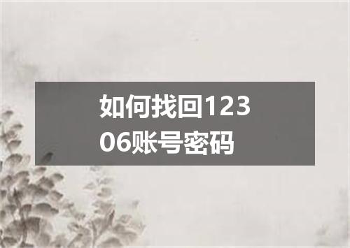 如何找回12306账号密码