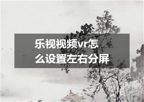 乐视视频vr怎么设置左右分屏