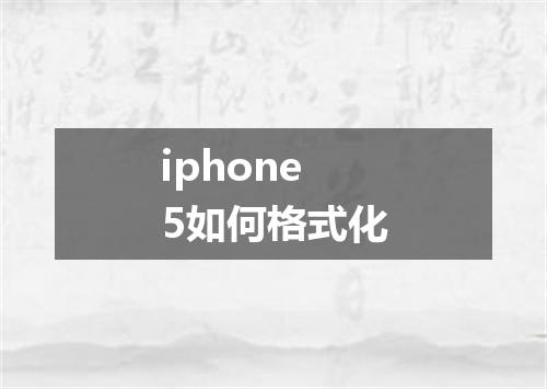 iphone5如何格式化