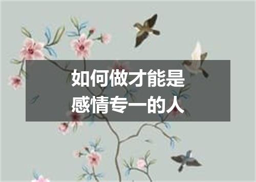 如何做才能是感情专一的人