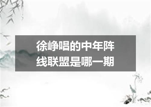 徐峥唱的中年阵线联盟是哪一期