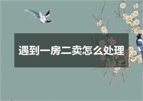 遇到一房二卖怎么处理