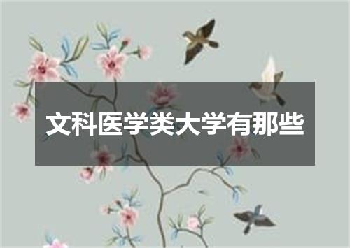 文科医学类大学有那些