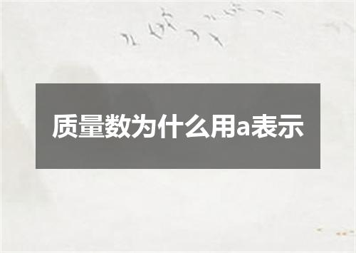 质量数为什么用a表示