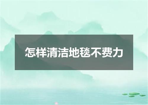 怎样清洁地毯不费力