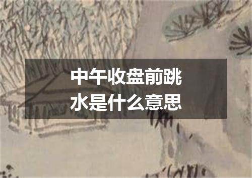 中午收盘前跳水是什么意思