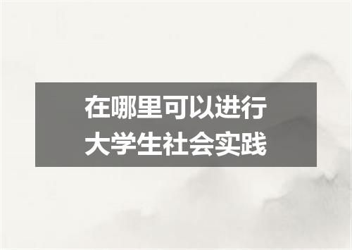 在哪里可以进行大学生社会实践