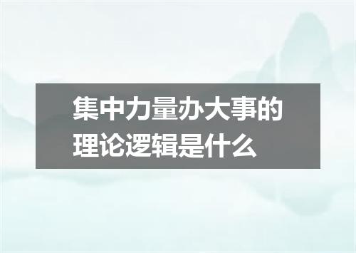 集中力量办大事的理论逻辑是什么
