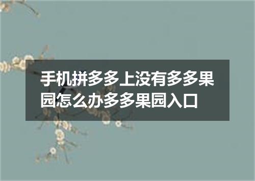 手机拼多多上没有多多果园怎么办多多果园入口