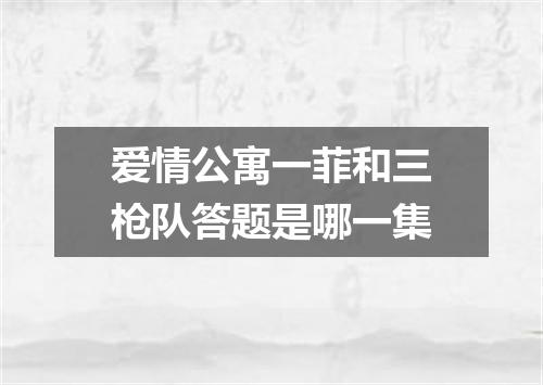 爱情公寓一菲和三枪队答题是哪一集