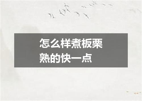 怎么样煮板栗熟的快一点