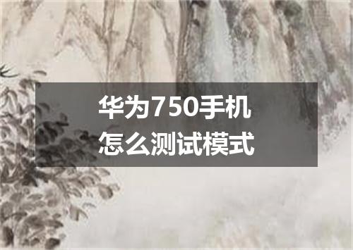 华为750手机怎么测试模式