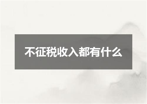 不征税收入都有什么