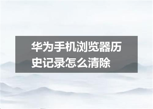 华为手机浏览器历史记录怎么清除
