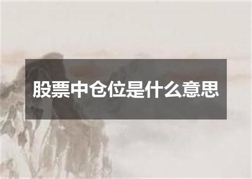 股票中仓位是什么意思