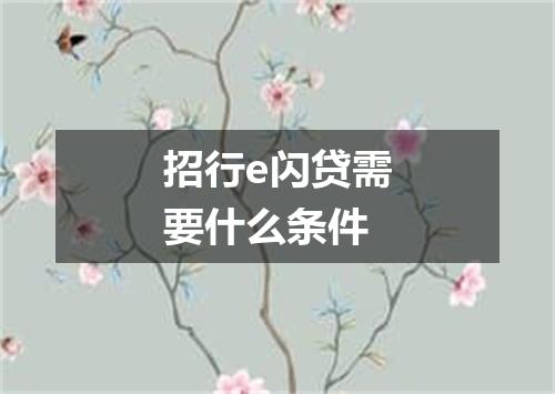 招行e闪贷需要什么条件