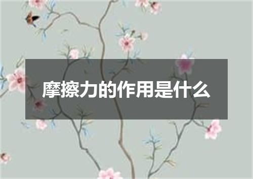 摩擦力的作用是什么