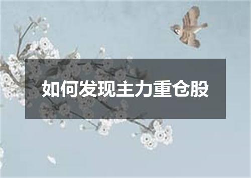 如何发现主力重仓股
