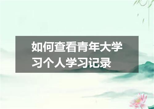 如何查看青年大学习个人学习记录