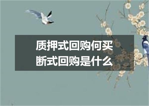 质押式回购何买断式回购是什么