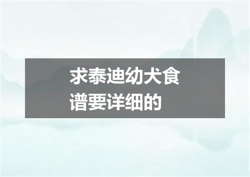 求泰迪幼犬食谱要详细的
