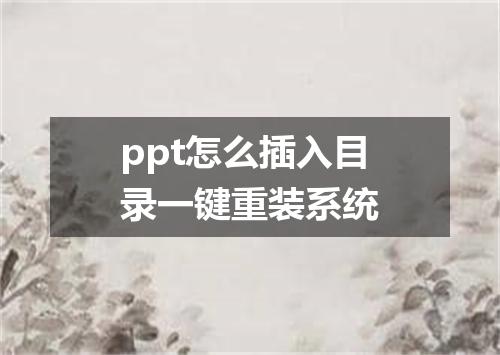 ppt怎么插入目录一键重装系统