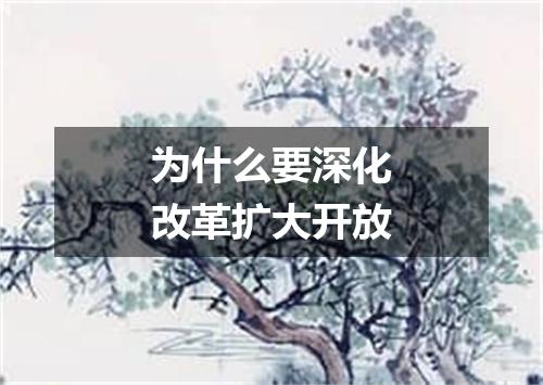 为什么要深化改革扩大开放