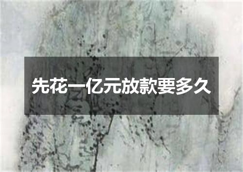 先花一亿元放款要多久