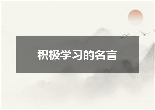 积极学习的名言