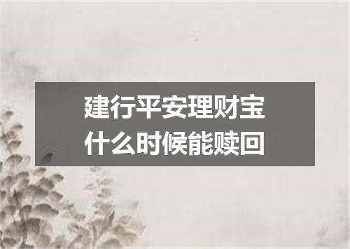 建行平安理财宝什么时候能赎回