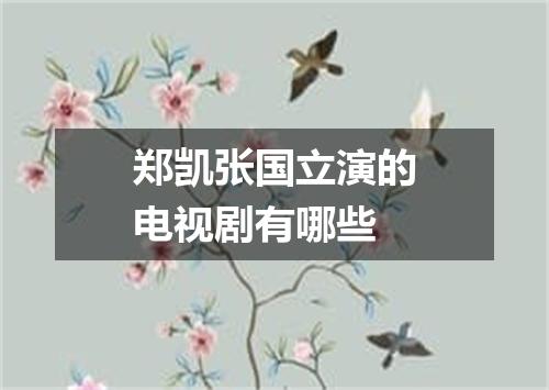 郑凯张国立演的电视剧有哪些