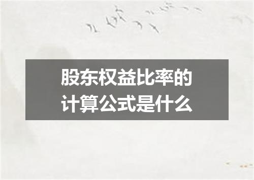 股东权益比率的计算公式是什么