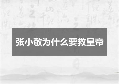 张小敬为什么要救皇帝