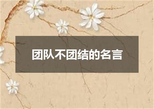 团队不团结的名言